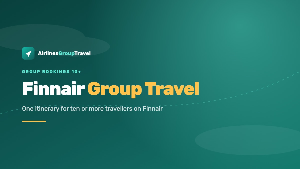 Banner reading Finnair Group Travel — one itinerary for ten or more travellers on Finnair